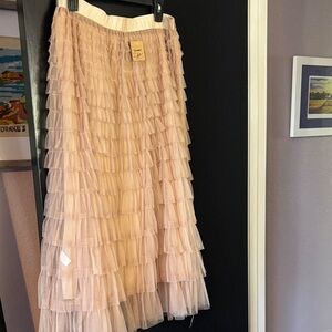 Chic Layered Tulle Skirt in Tan